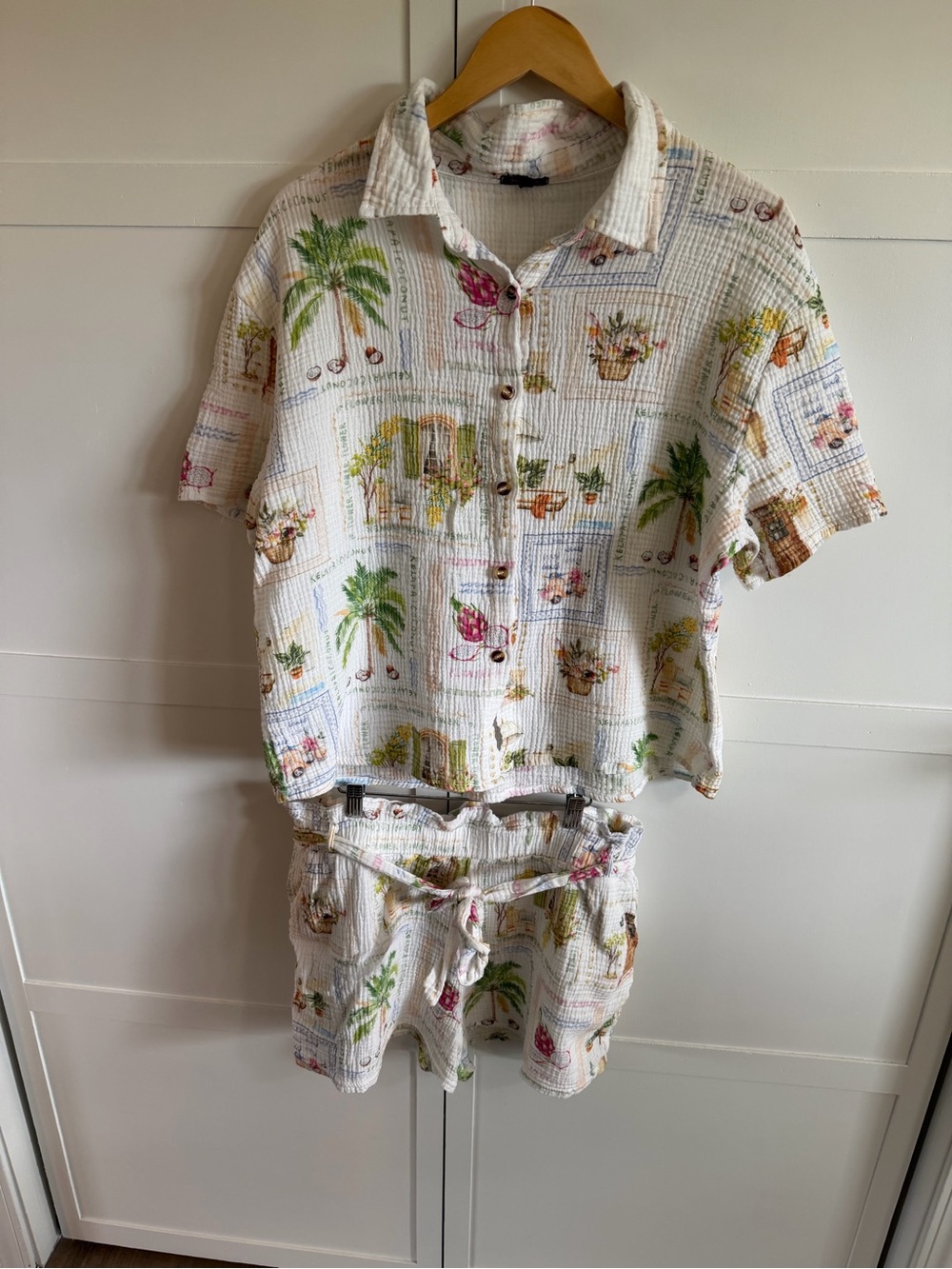 Tropical Print Short Jumpsuit - White